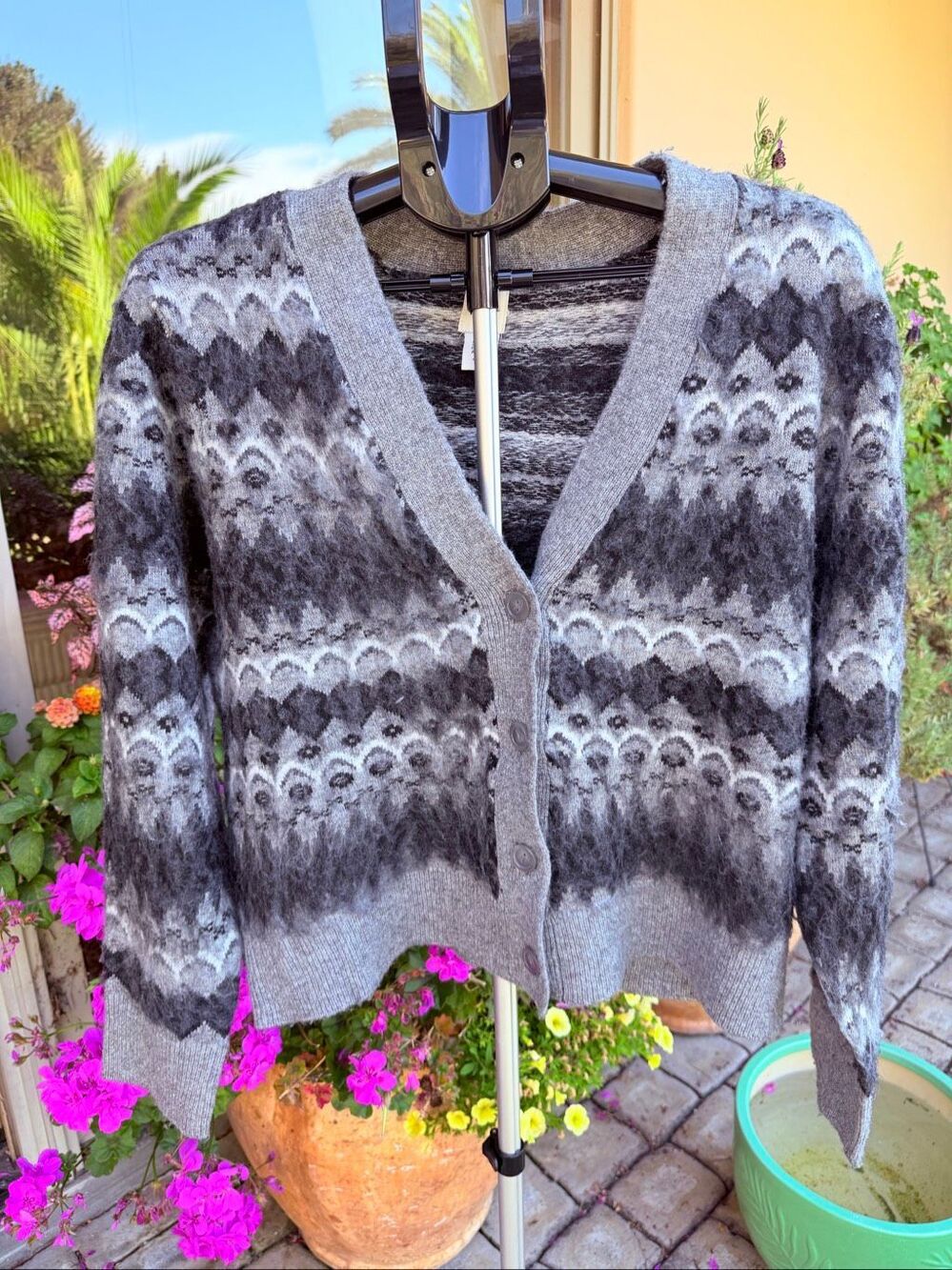 NWOT Joie Fair Isle fuzzy knit cardigan